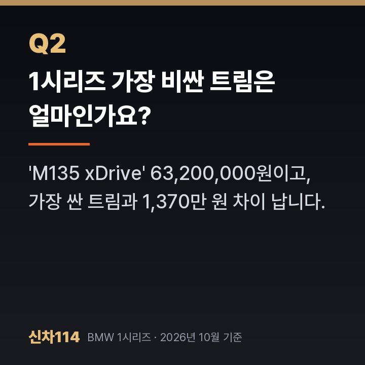 1시리즈 가장 비싼 트림은 얼마인가요?