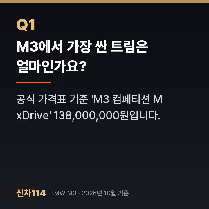 M3에서 가장 싼 트림은 얼마인가요?