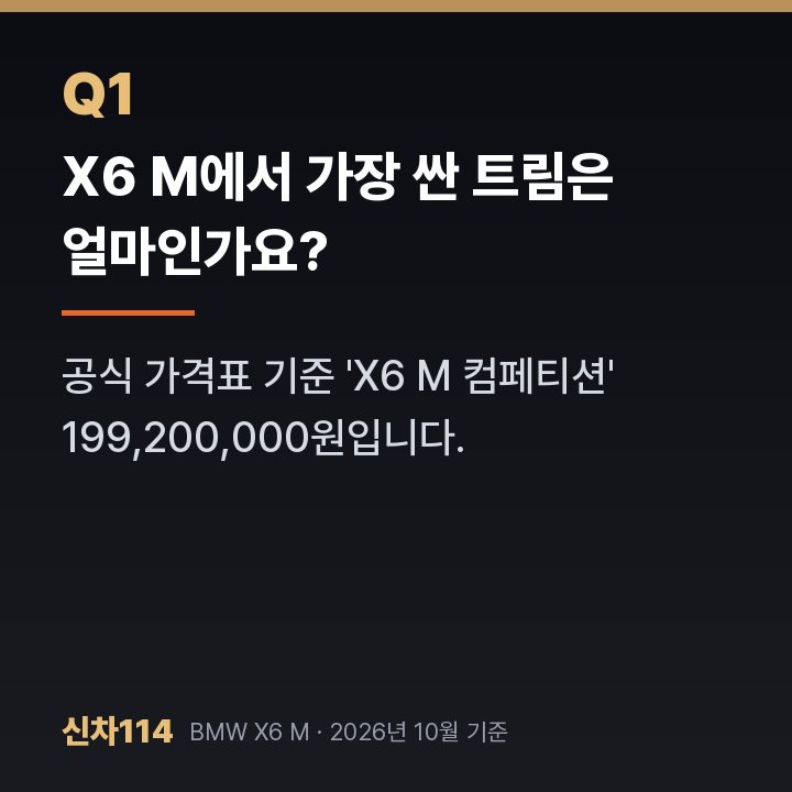 X6 M에서 가장 싼 트림은 얼마인가요?