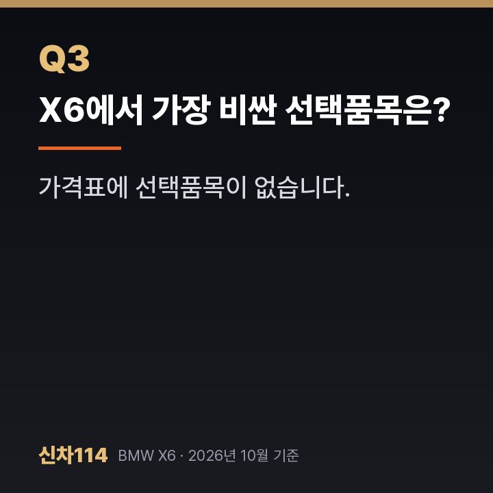 X6에서 가장 비싼 선택품목은?