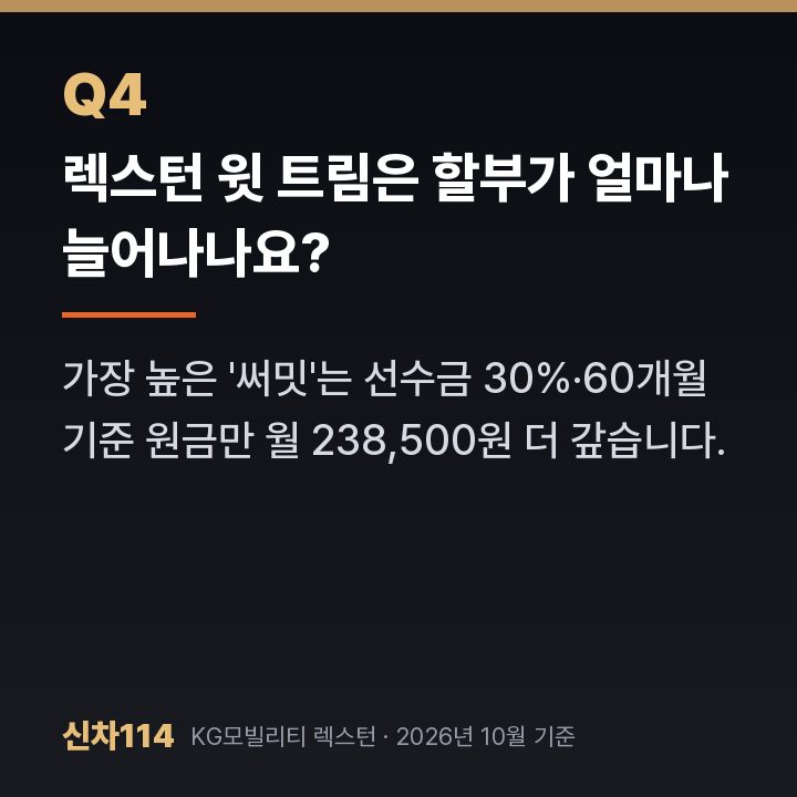 렉스턴 윗 트림은 할부가 얼마나 늘어나나요?