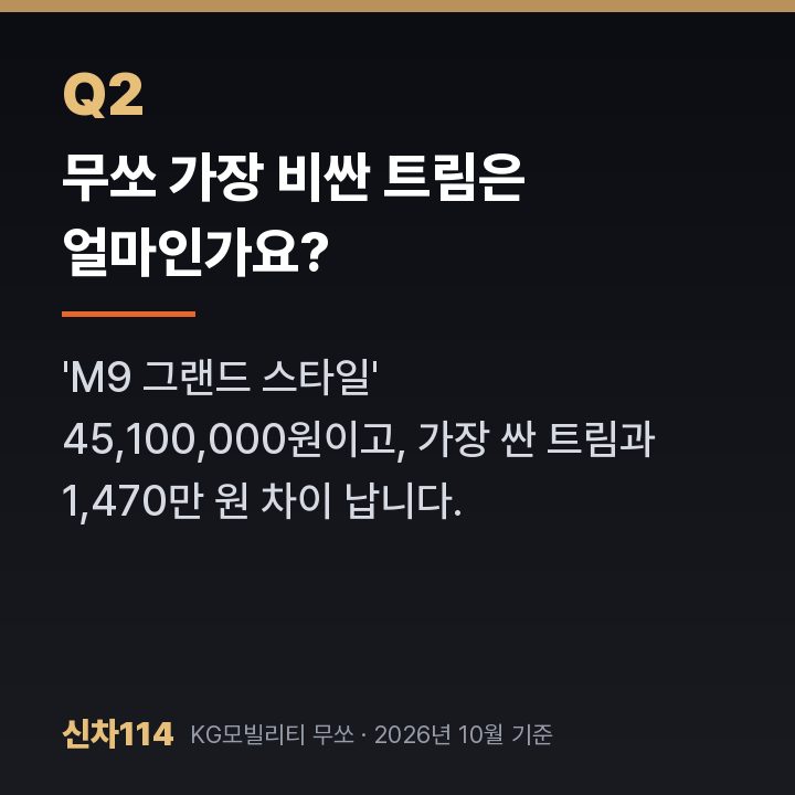무쏘 가장 비싼 트림은 얼마인가요?