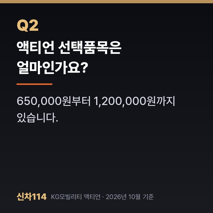 액티언 선택품목은 얼마인가요?
