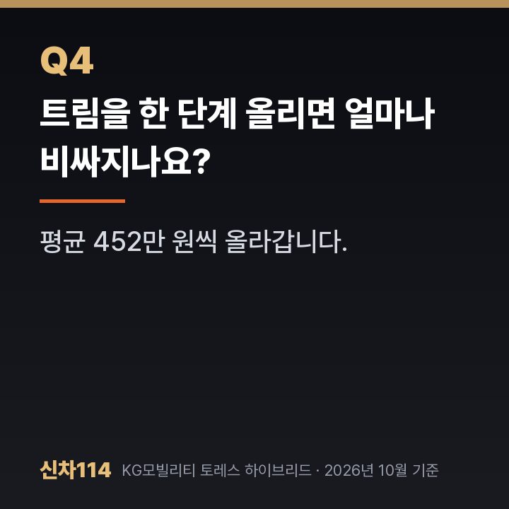 트림을 한 단계 올리면 얼마나 비싸지나요?