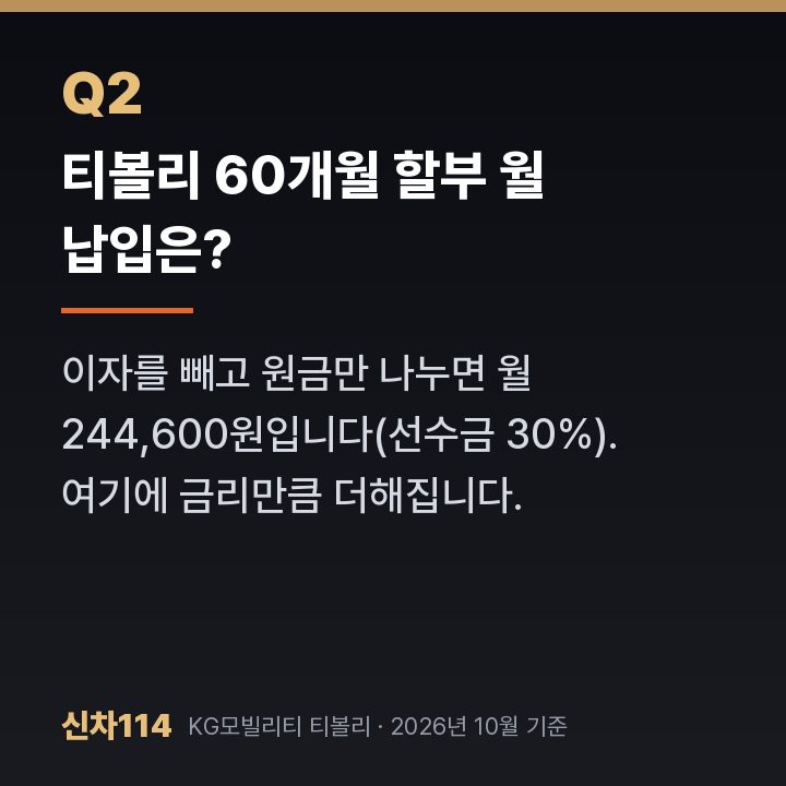 티볼리 60개월 할부 월 납입은?
