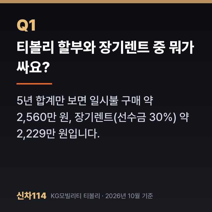 티볼리 할부와 장기렌트 중 뭐가 싸요?