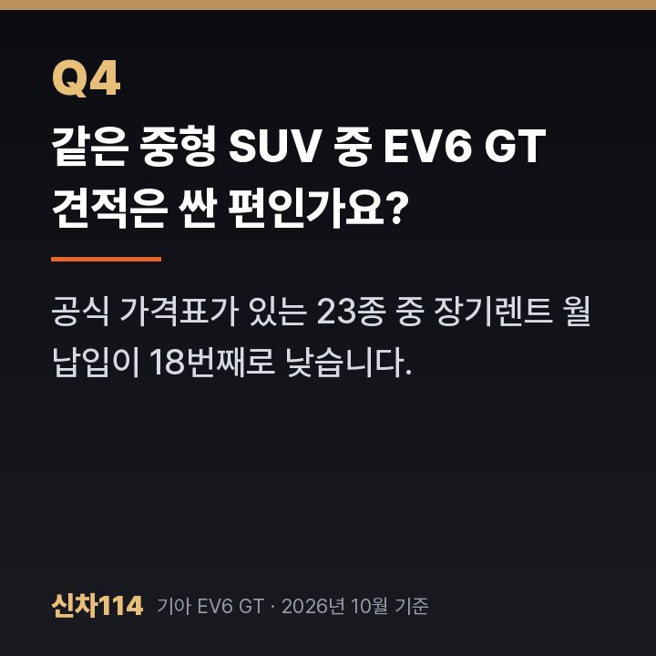 같은 중형 SUV 중 EV6 GT 견적은 싼 편인가요?