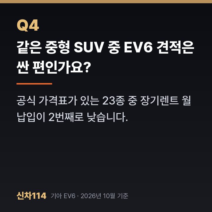 같은 중형 SUV 중 EV6 견적은 싼 편인가요?