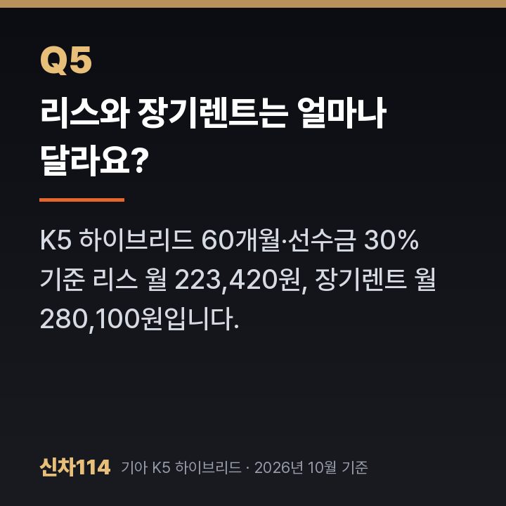 리스와 장기렌트는 얼마나 달라요?