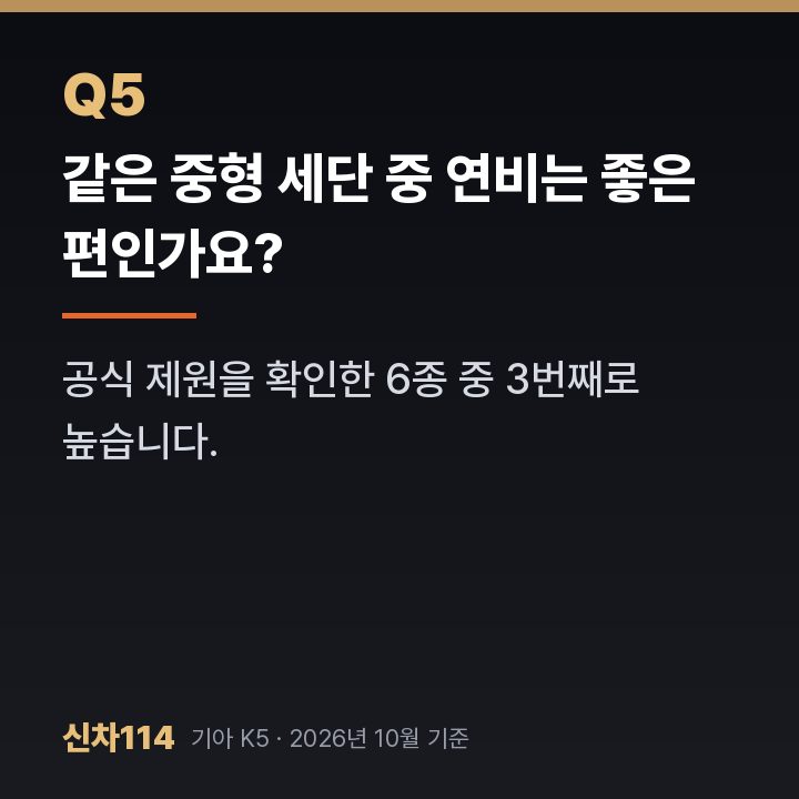 같은 중형 세단 중 연비는 좋은 편인가요?
