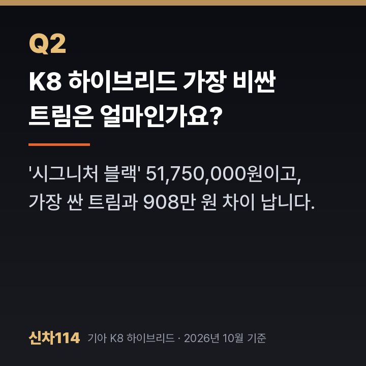 K8 하이브리드 가장 비싼 트림은 얼마인가요?