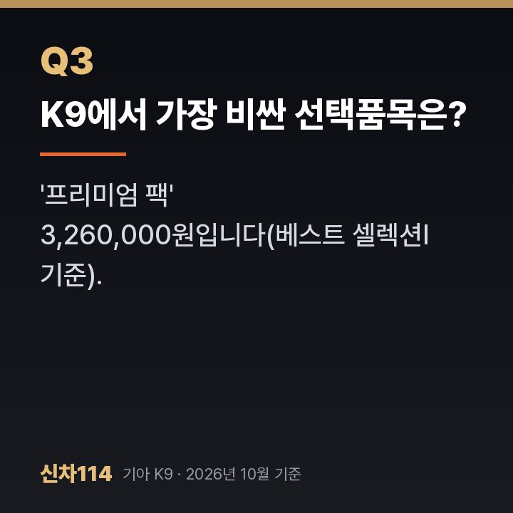 K9에서 가장 비싼 선택품목은?