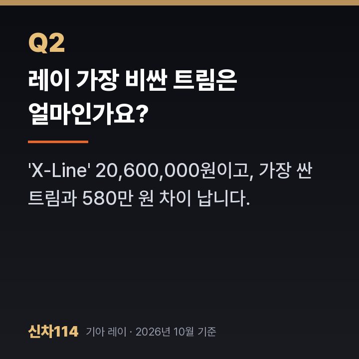 레이 가장 비싼 트림은 얼마인가요?