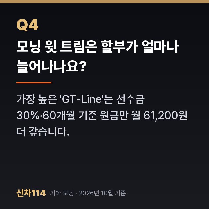 모닝 윗 트림은 할부가 얼마나 늘어나나요?