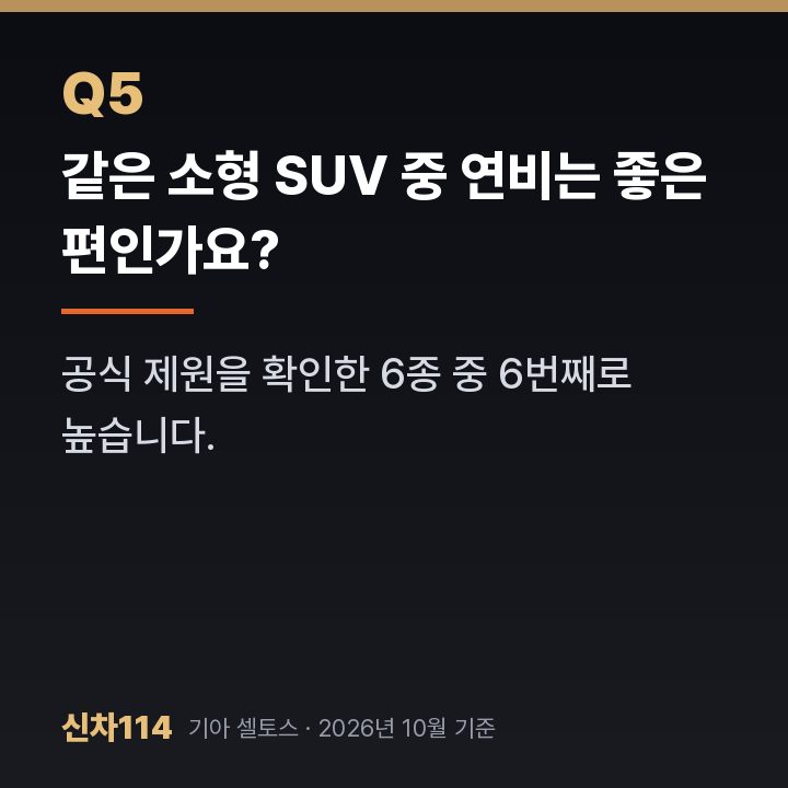 같은 소형 SUV 중 연비는 좋은 편인가요?