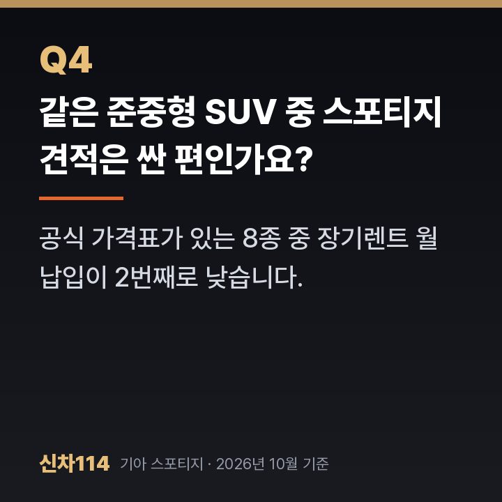 같은 준중형 SUV 중 스포티지 견적은 싼 편인가요?