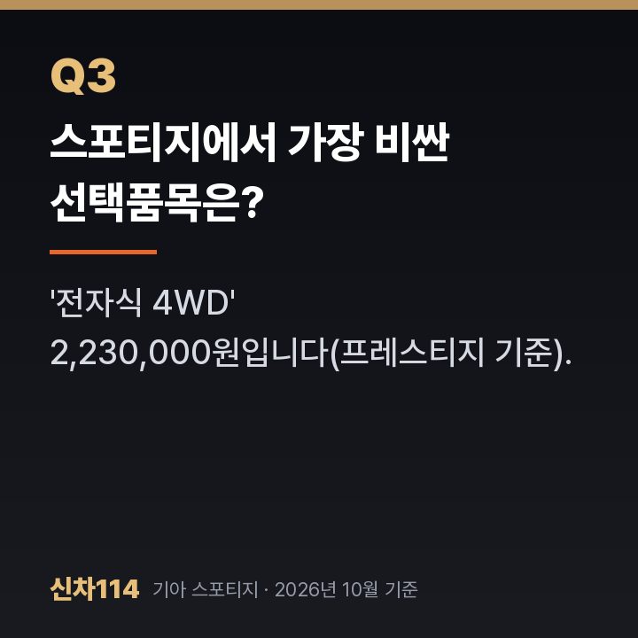 스포티지에서 가장 비싼 선택품목은?