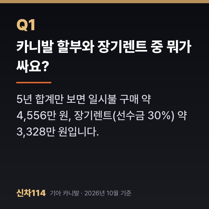 카니발 할부와 장기렌트 중 뭐가 싸요?