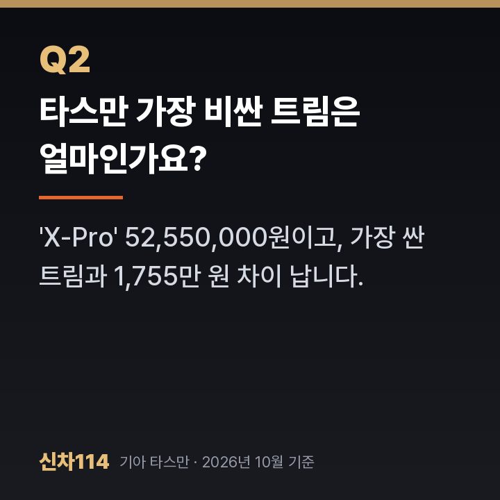 타스만 가장 비싼 트림은 얼마인가요?