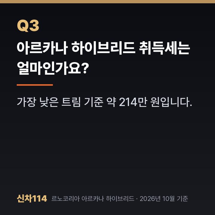 아르카나 하이브리드 취득세는 얼마인가요?