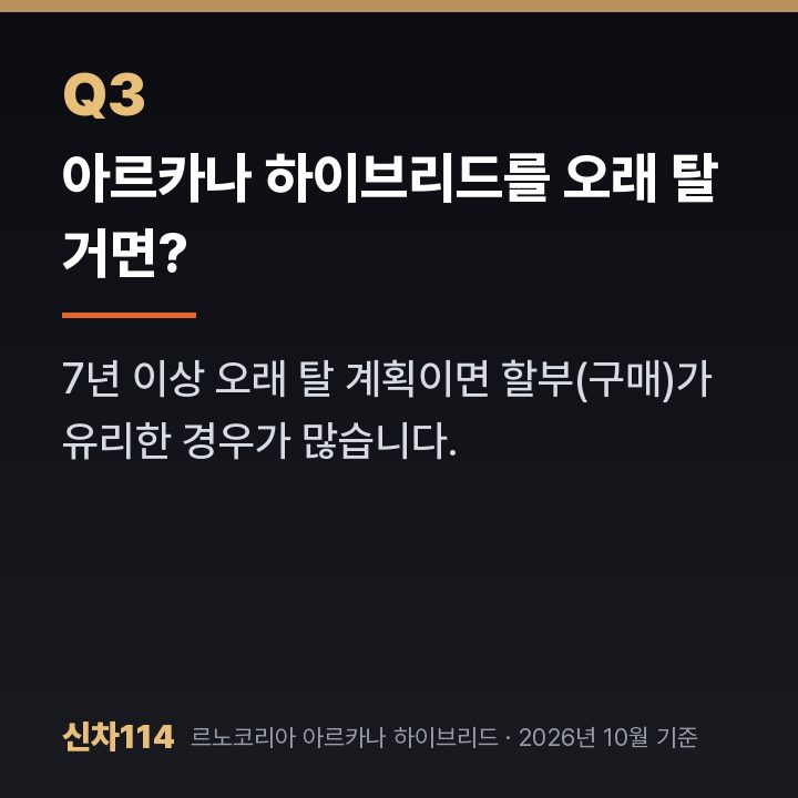 아르카나 하이브리드를 오래 탈 거면?