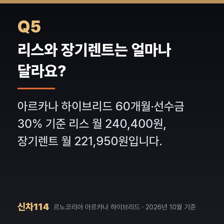 리스와 장기렌트는 얼마나 달라요?