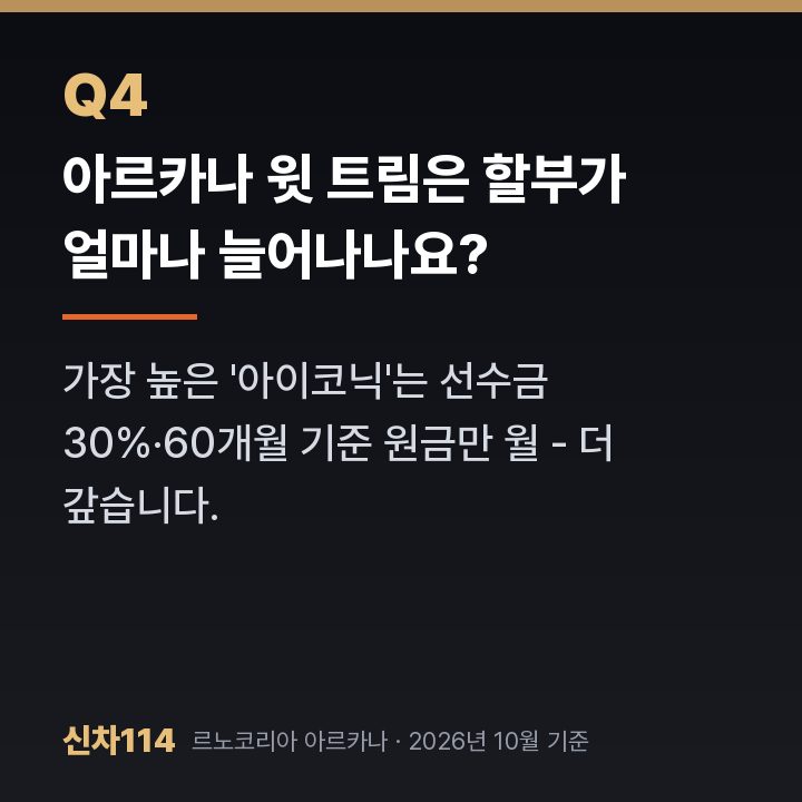 아르카나 윗 트림은 할부가 얼마나 늘어나나요?