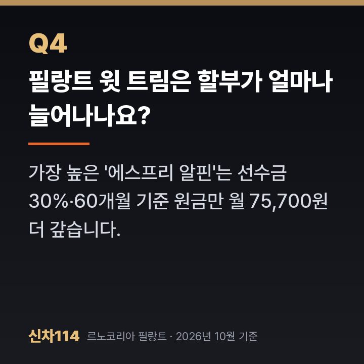 필랑트 윗 트림은 할부가 얼마나 늘어나나요?