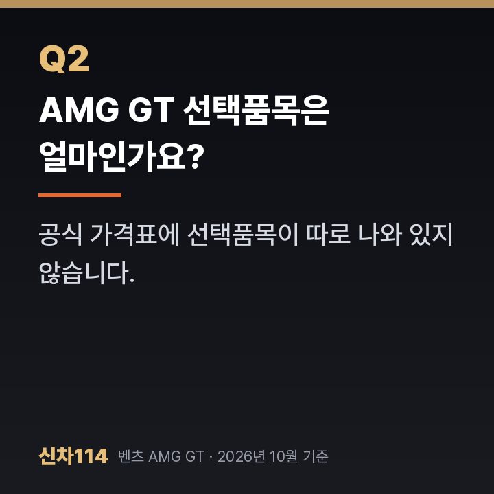 AMG GT 선택품목은 얼마인가요?