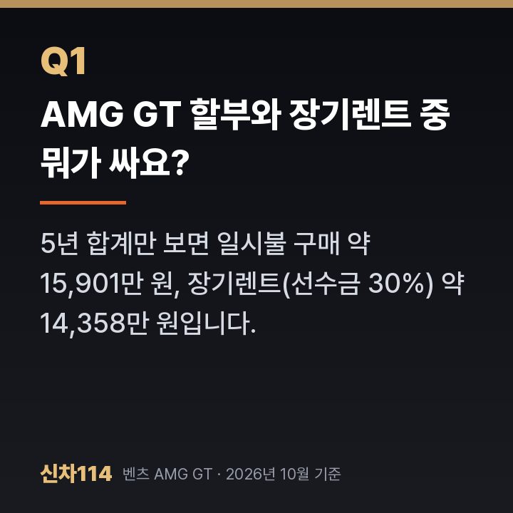 AMG GT 할부와 장기렌트 중 뭐가 싸요?