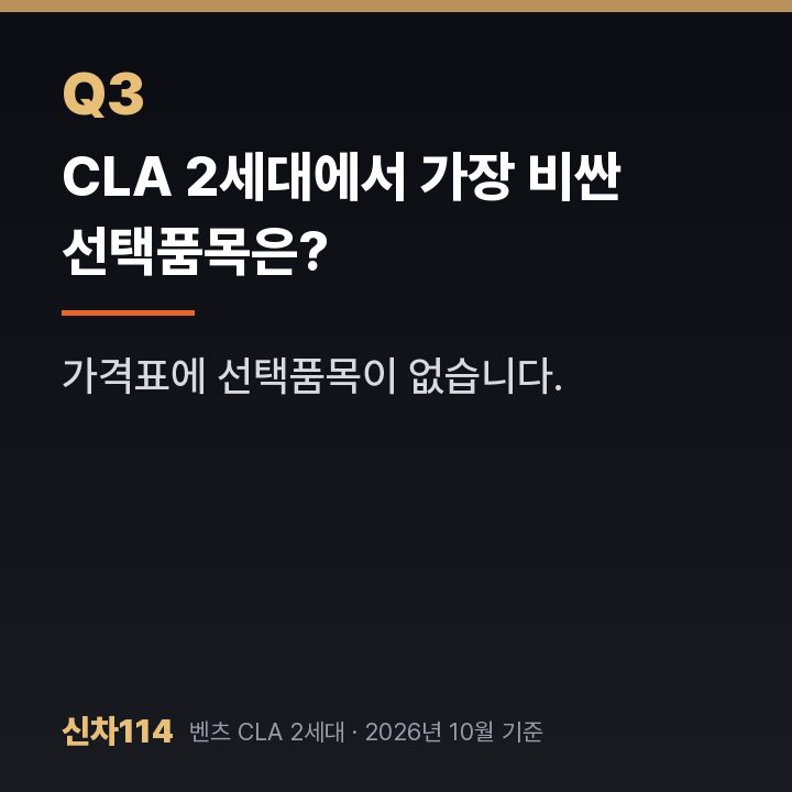 CLA 2세대에서 가장 비싼 선택품목은?