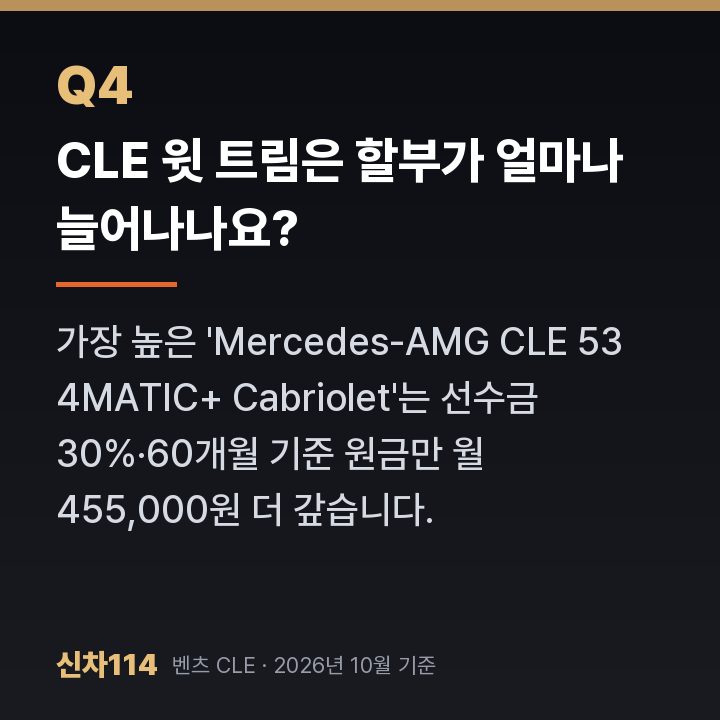 CLE 윗 트림은 할부가 얼마나 늘어나나요?