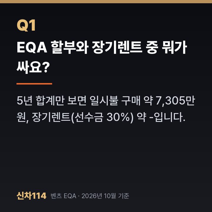EQA 할부와 장기렌트 중 뭐가 싸요?
