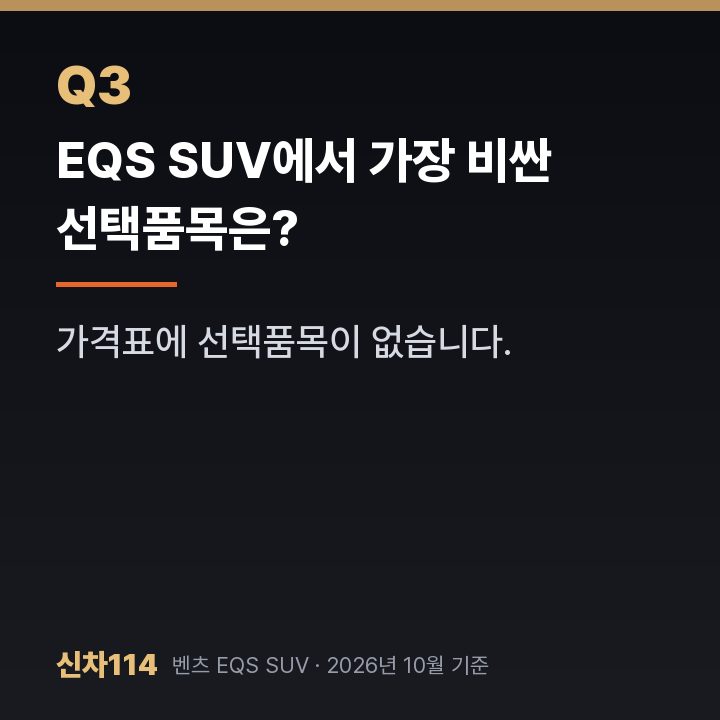EQS SUV에서 가장 비싼 선택품목은?