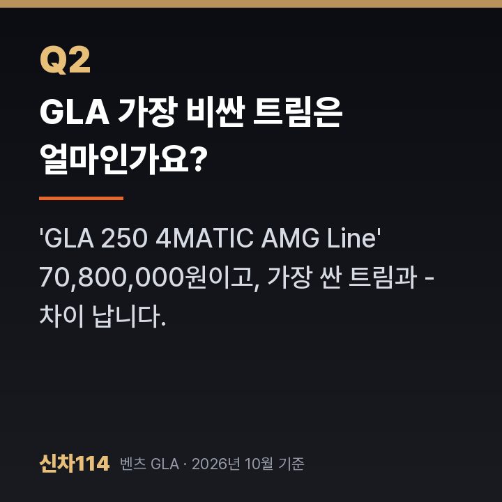 GLA 가장 비싼 트림은 얼마인가요?