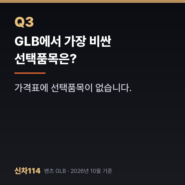 GLB에서 가장 비싼 선택품목은?