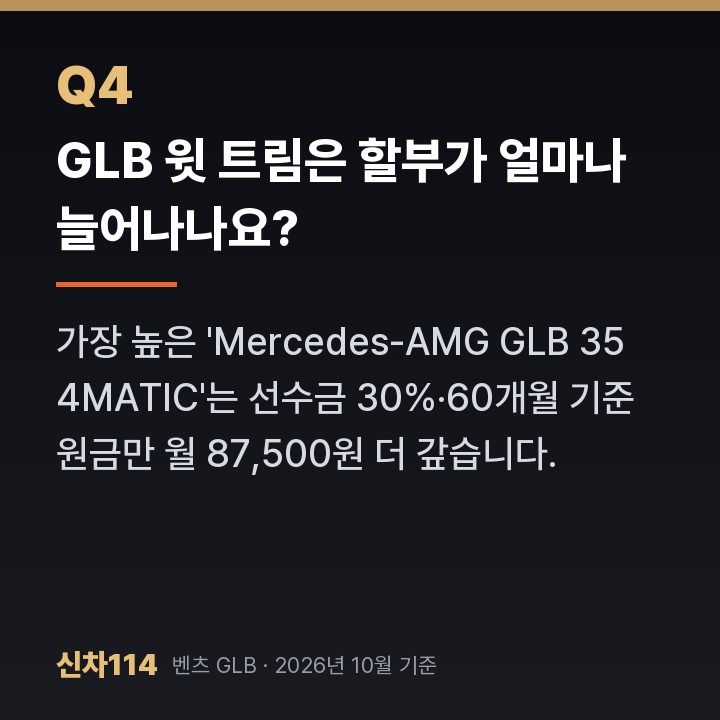 GLB 윗 트림은 할부가 얼마나 늘어나나요?