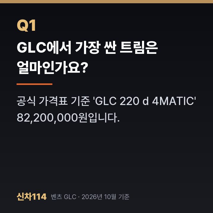 GLC에서 가장 싼 트림은 얼마인가요?