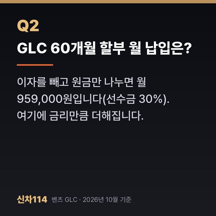 GLC 60개월 할부 월 납입은?