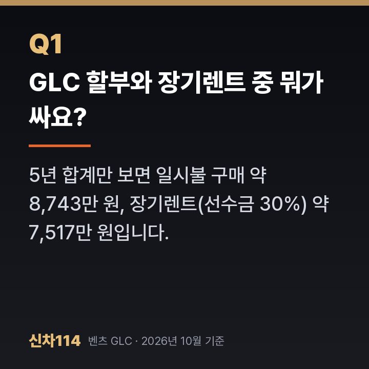 GLC 할부와 장기렌트 중 뭐가 싸요?