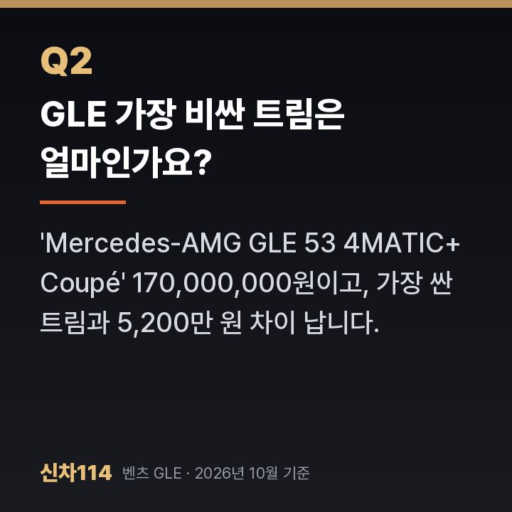 GLE 가장 비싼 트림은 얼마인가요?