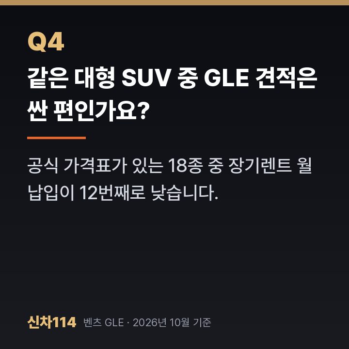 같은 대형 SUV 중 GLE 견적은 싼 편인가요?