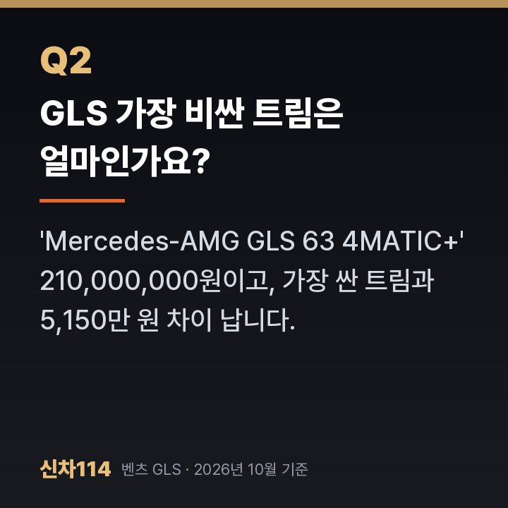 GLS 가장 비싼 트림은 얼마인가요?