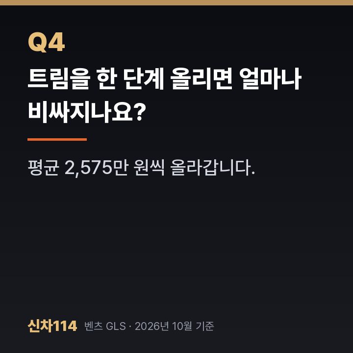 트림을 한 단계 올리면 얼마나 비싸지나요?