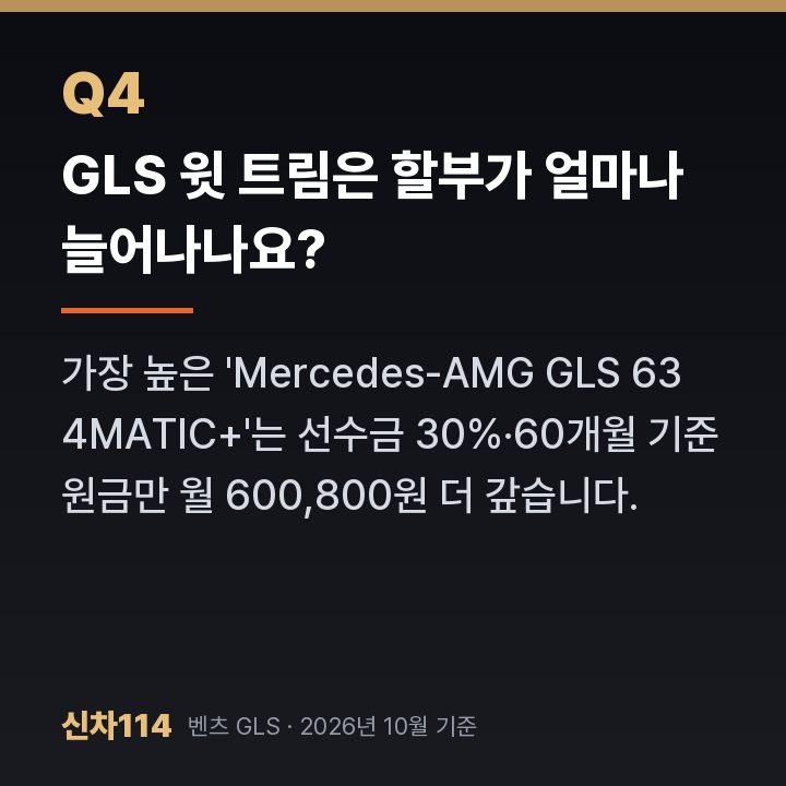GLS 윗 트림은 할부가 얼마나 늘어나나요?