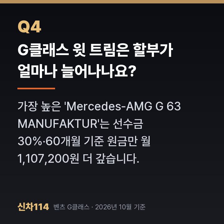 G클래스 윗 트림은 할부가 얼마나 늘어나나요?