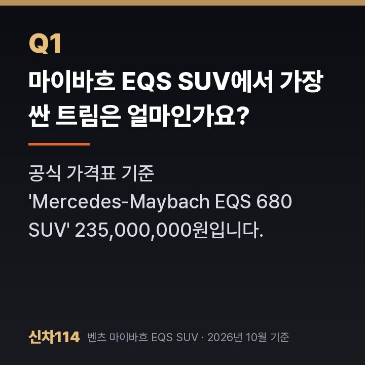 마이바흐 EQS SUV에서 가장 싼 트림은 얼마인가요?