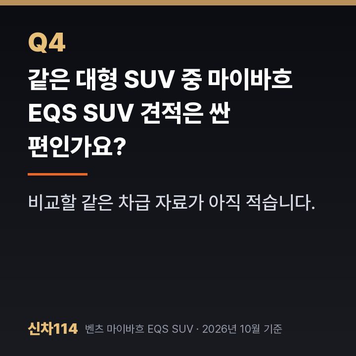 같은 대형 SUV 중 마이바흐 EQS SUV 견적은 싼 편인가요?