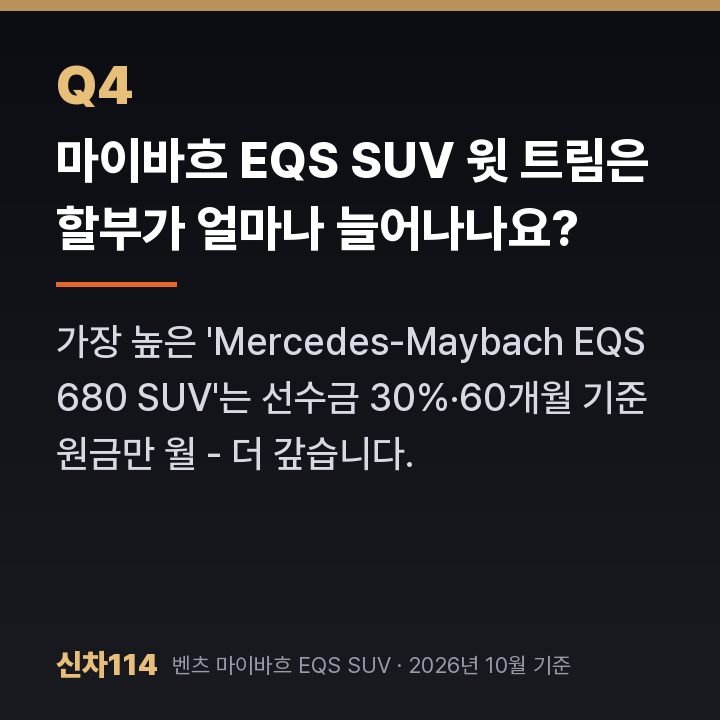 마이바흐 EQS SUV 윗 트림은 할부가 얼마나 늘어나나요?