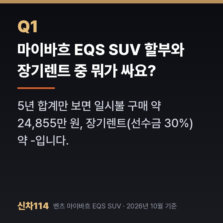 마이바흐 EQS SUV 할부와 장기렌트 중 뭐가 싸요?